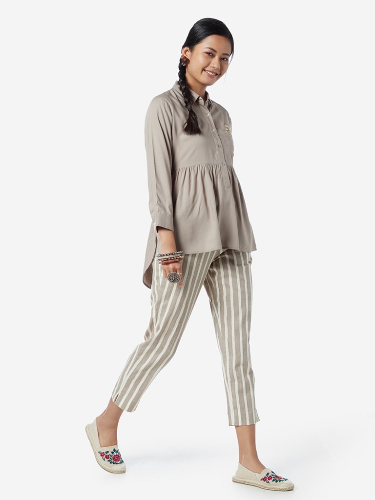 Bombay Paisley Grey Striped Ethnic Pants