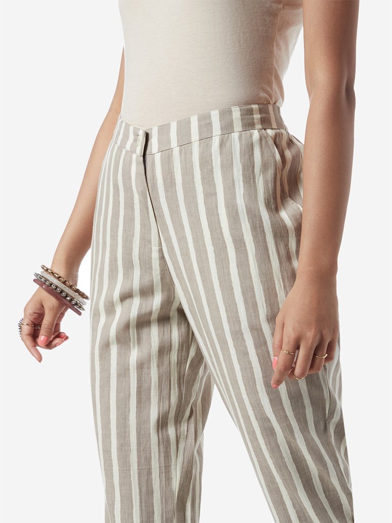 Bombay Paisley Grey Striped Ethnic Pants