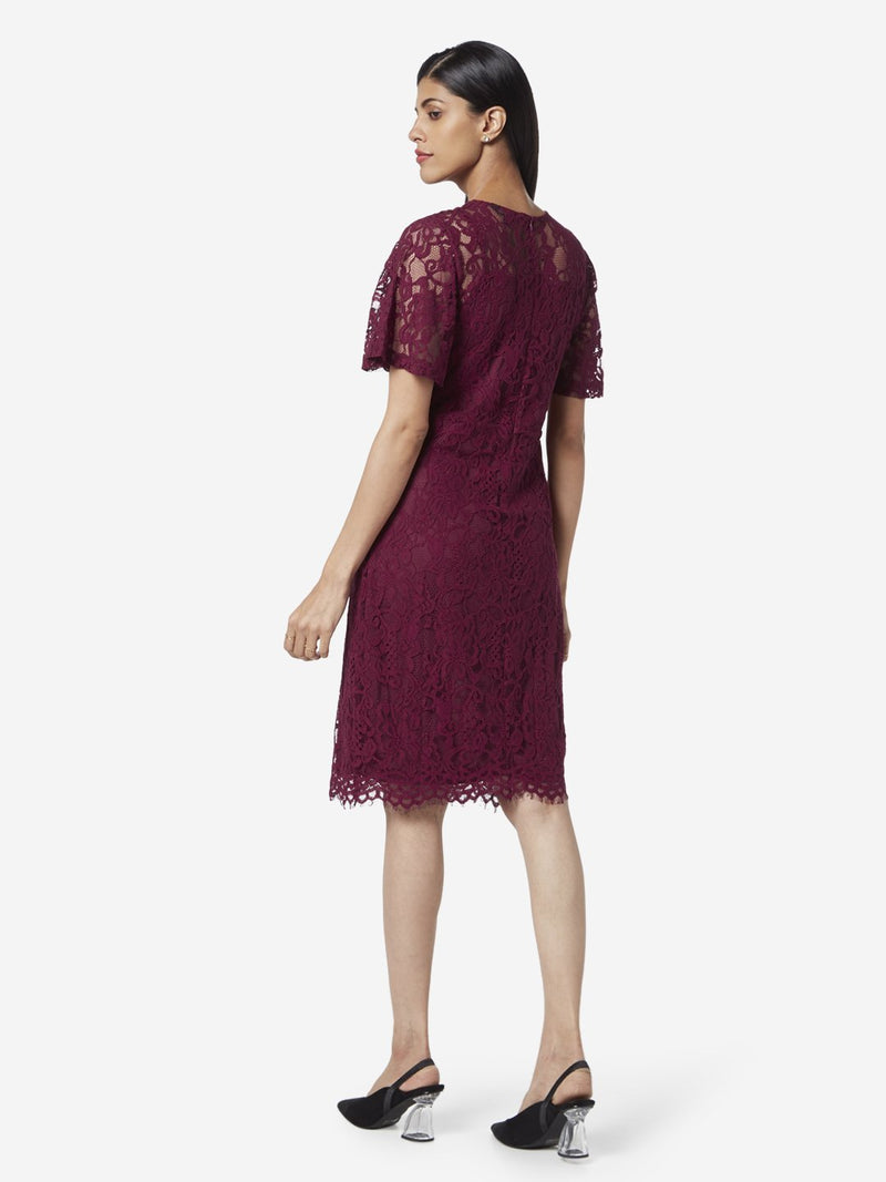 Wardrobe Berry Floral Lace Dress