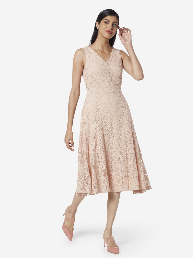 Wardrobe Peach Floral Lace Evelyn Dress