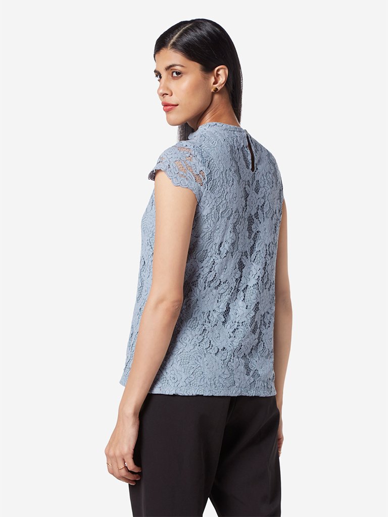 Wardrobe Blue Lace Kylie Top