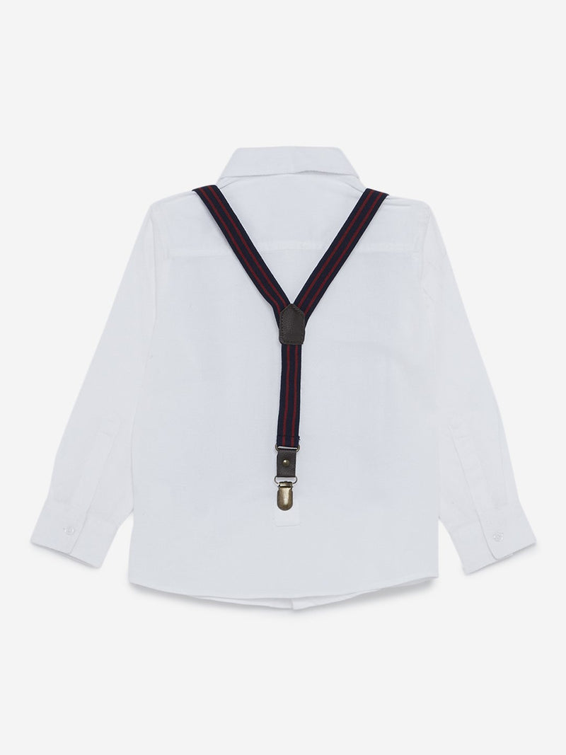 HOP Kids White Shirt With Suspenders