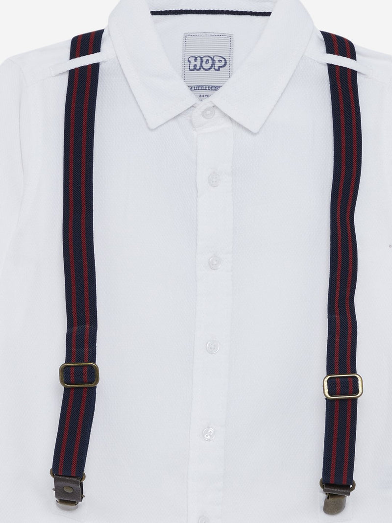 HOP Kids White Shirt With Suspenders