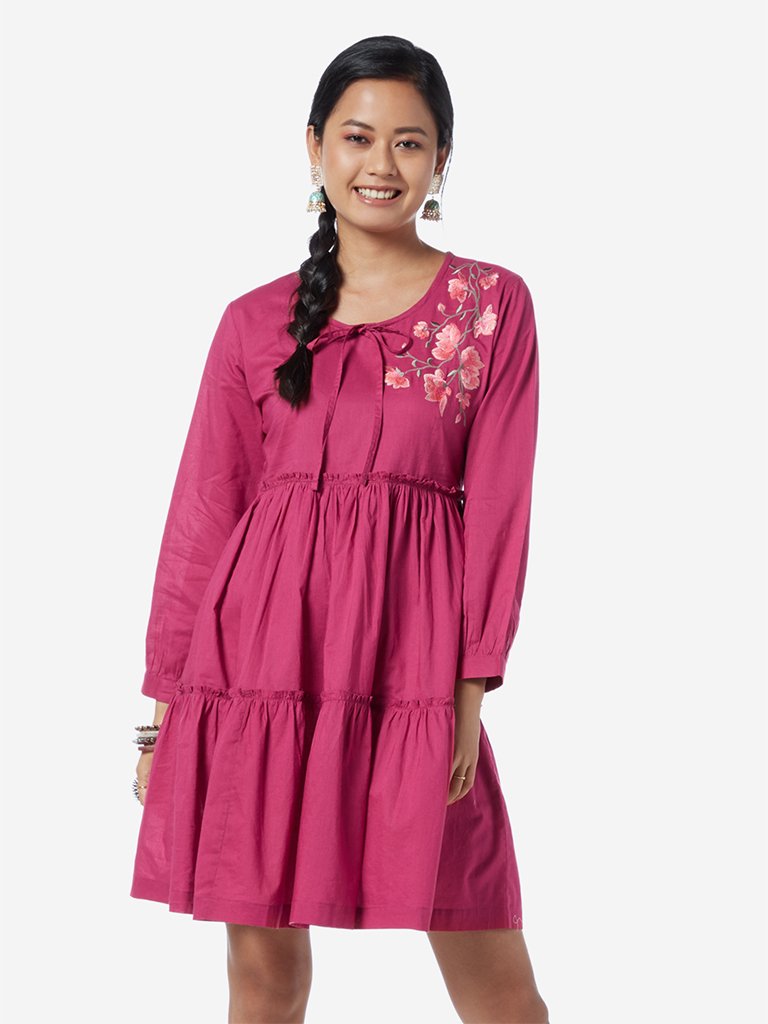 Bombay Paisley Fuchsia Fit-And-Flare Dress