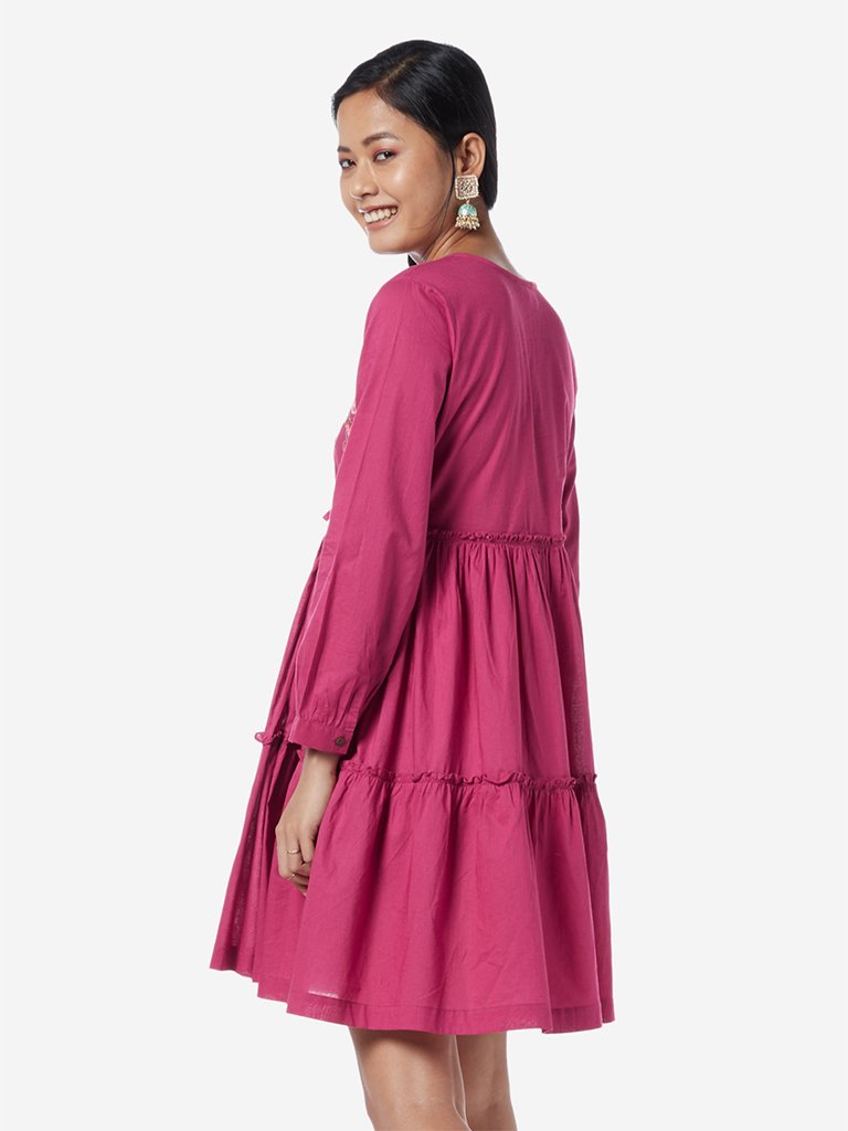 Bombay Paisley Fuchsia Fit-And-Flare Dress
