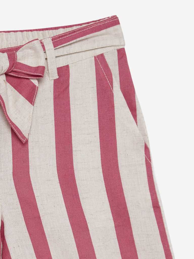 Utsa Kids Pink Striped Palazzos