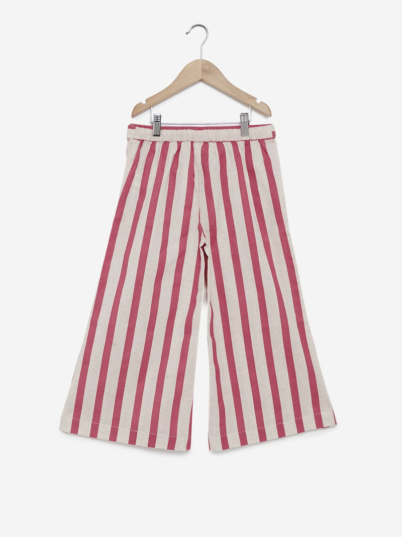 Utsa Kids Pink Striped Palazzos