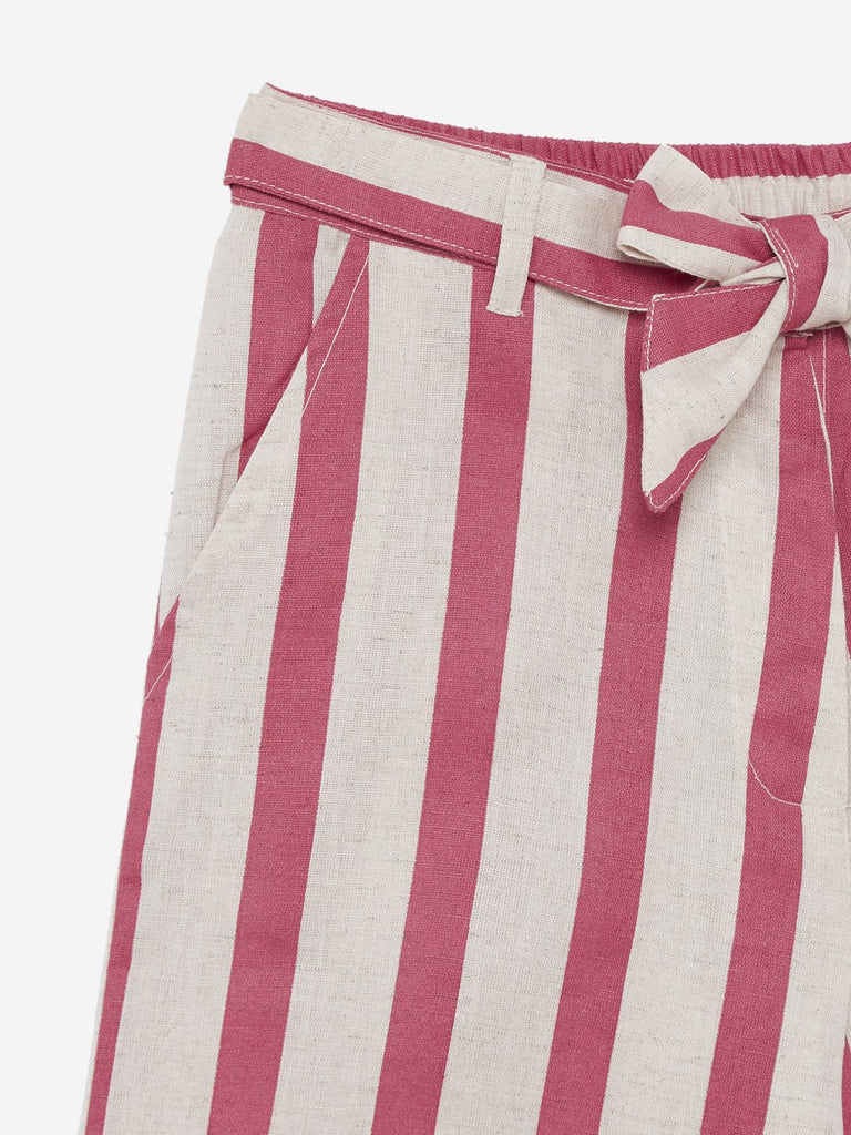 Utsa Kids Pink Striped Palazzos