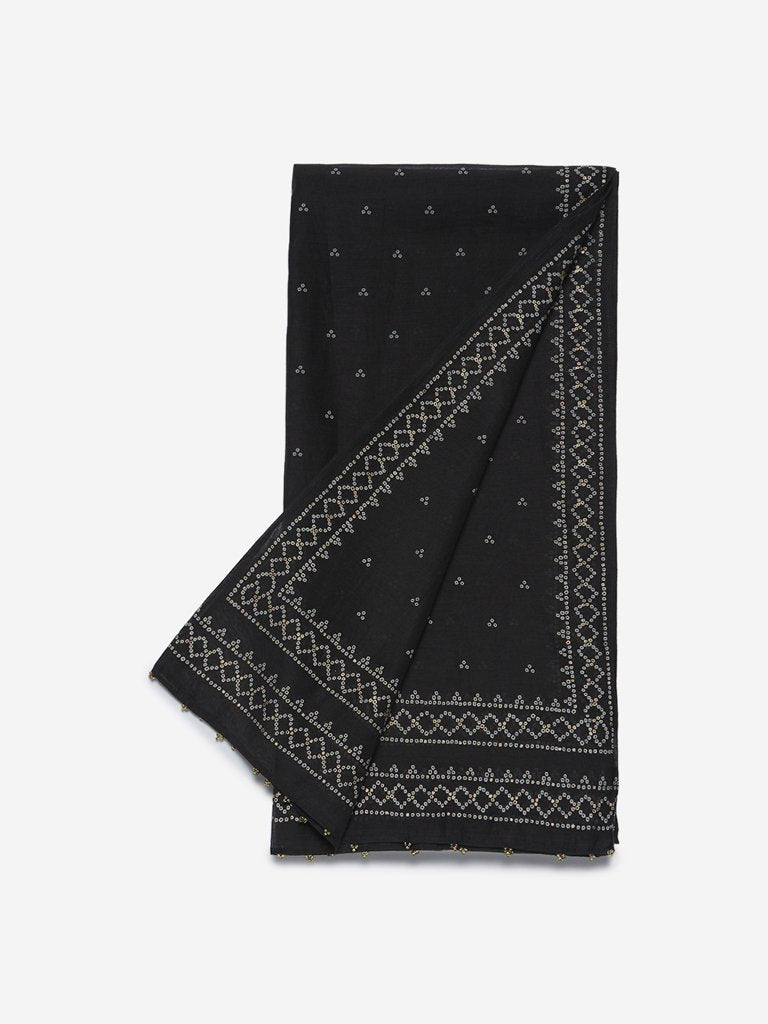 Zuba Black Printed Stole