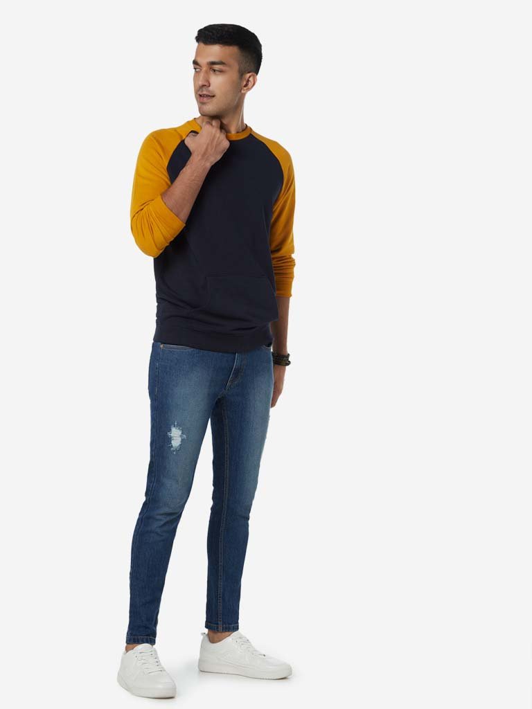 Nuon Blue Distressed Rodeo Carrot Fit Jeans