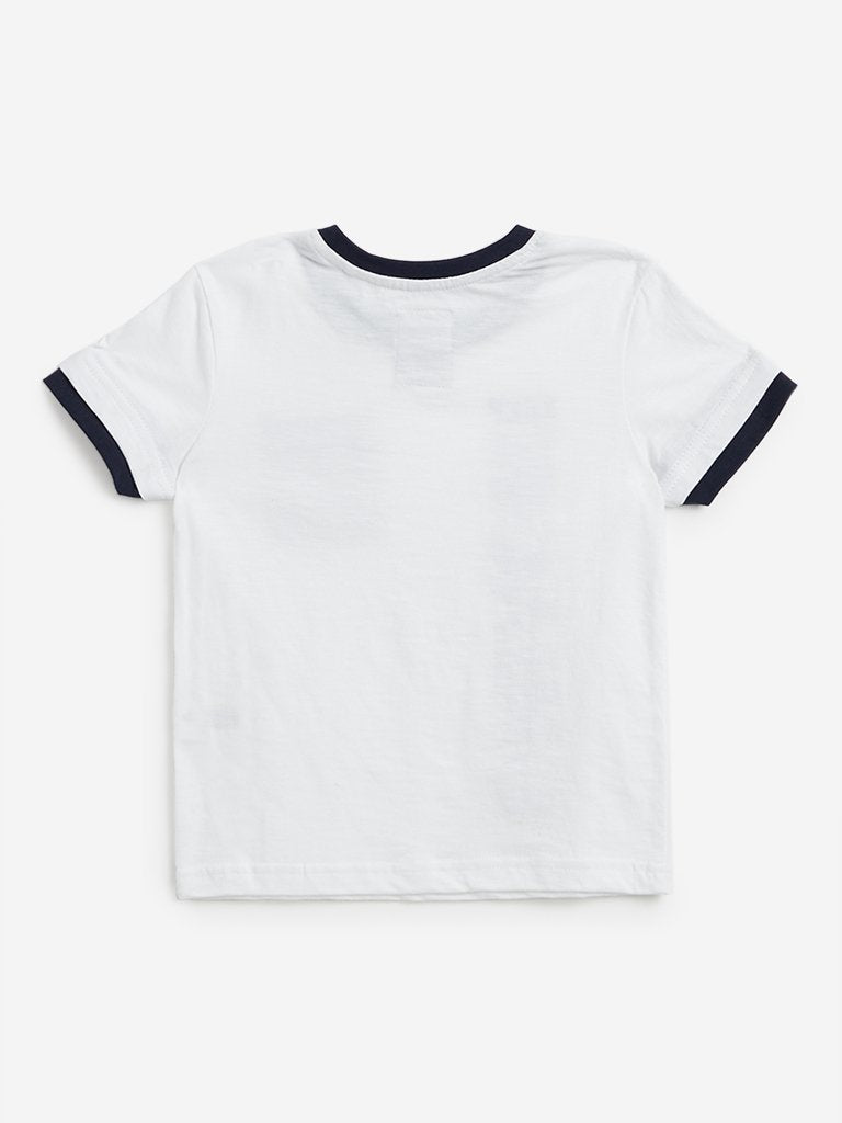 HOP Kids White Typographic Print T-Shirt