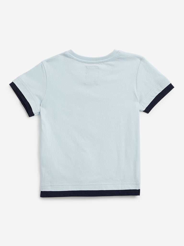 HOP Kids Light Blue Text Design T-Shirt