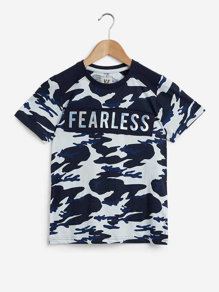 Y&F Kids Navy Camouflage Pattern T-Shirt