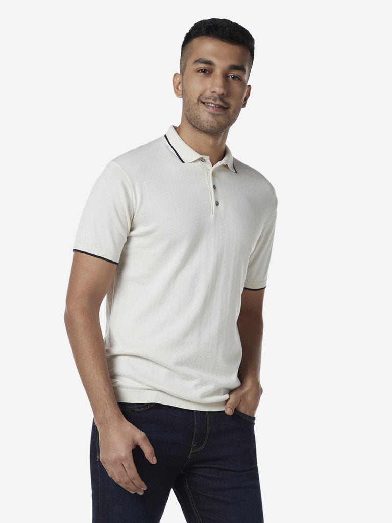 Ascot Off White Slim Fit Polo T-Shirt