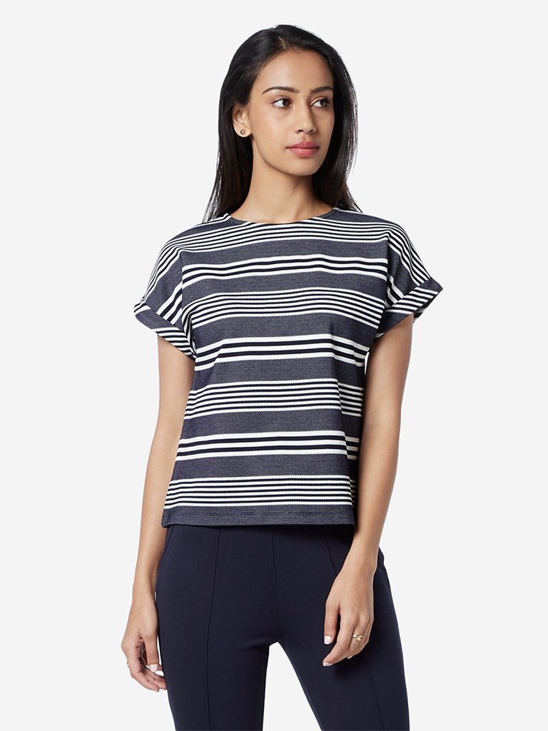 Wardrobe Navy Striped Estella Top