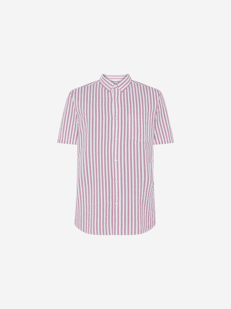 WES Casuals Pink Seersucker Relaxed Fit Shirt