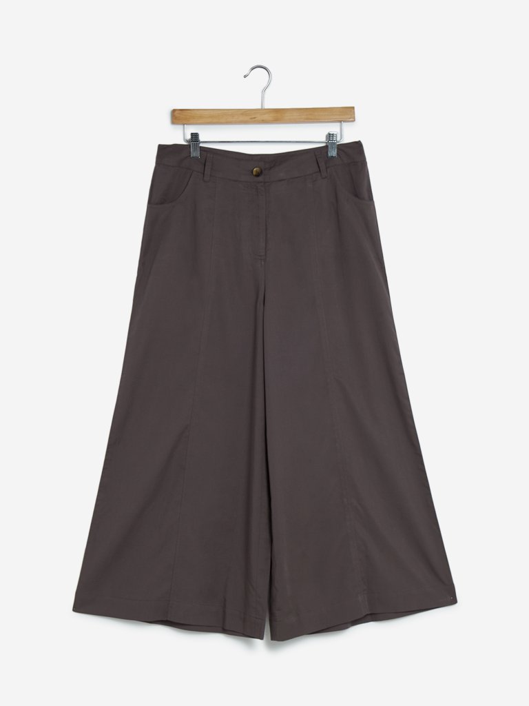 Bombay Paisley Dark Brown High-Waist Palazzos