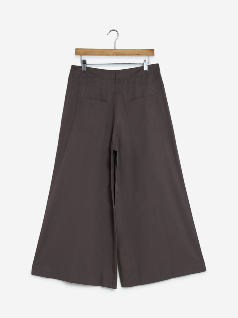 Bombay Paisley Dark Brown High-Waist Palazzos