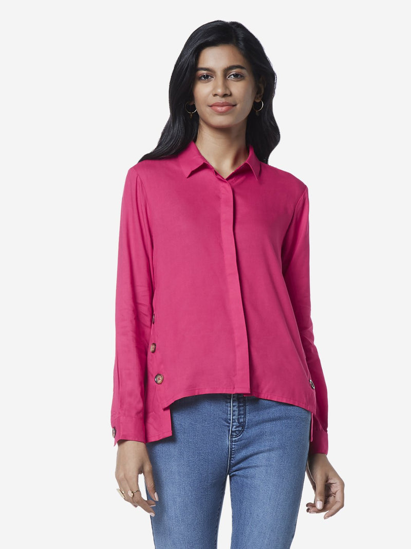LOV Pink High-Low Della Casual Shirt