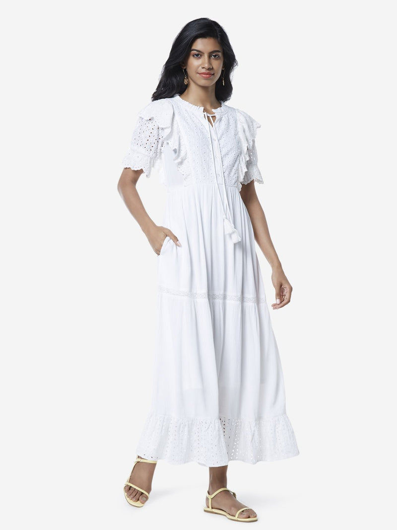 LOV White Cut-Out Detailed Perkin Maxi Dress
