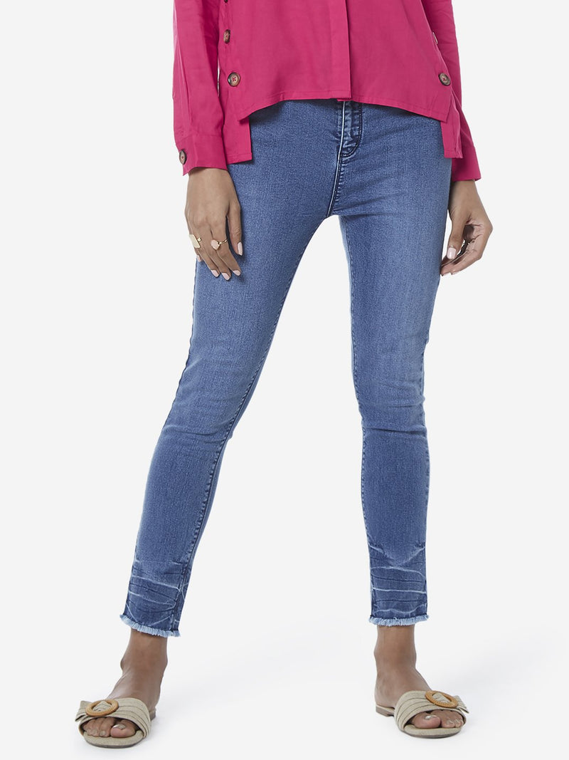 LOV Blue Mid Waist James Cropped Jeans