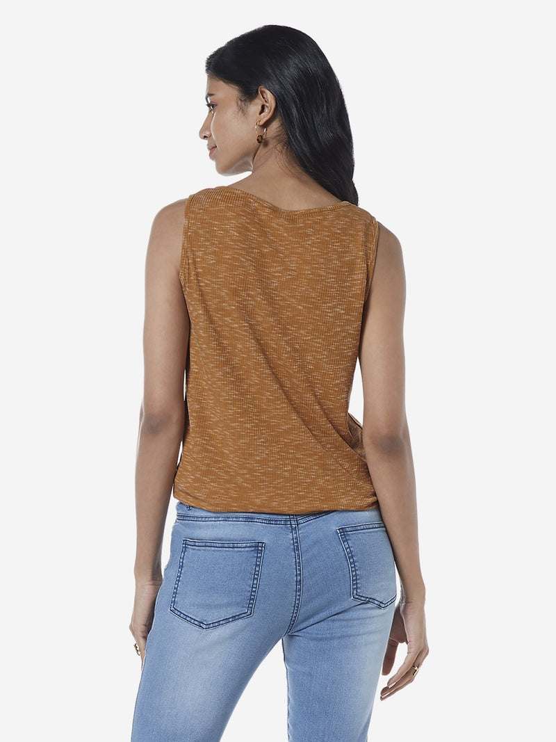 LOV Tan Knitted Tesia Top