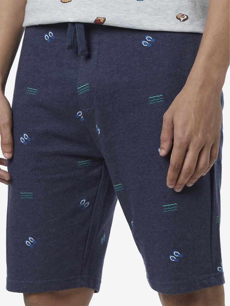 WES Lounge Dark Blue Melange Relaxed Fit Shorts