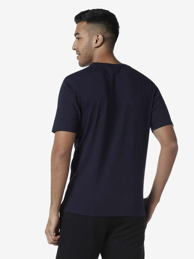 WES Lounge Navy Text Print Relaxed Fit T-Shirt