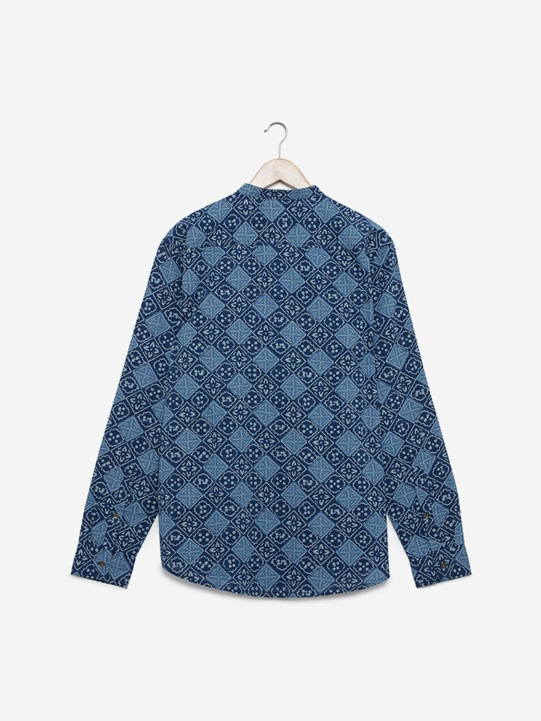 ETA Navy Abstract Print Resort Fit Shirt