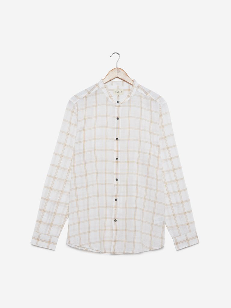 ETA White Checkered Resort Fit Shirt