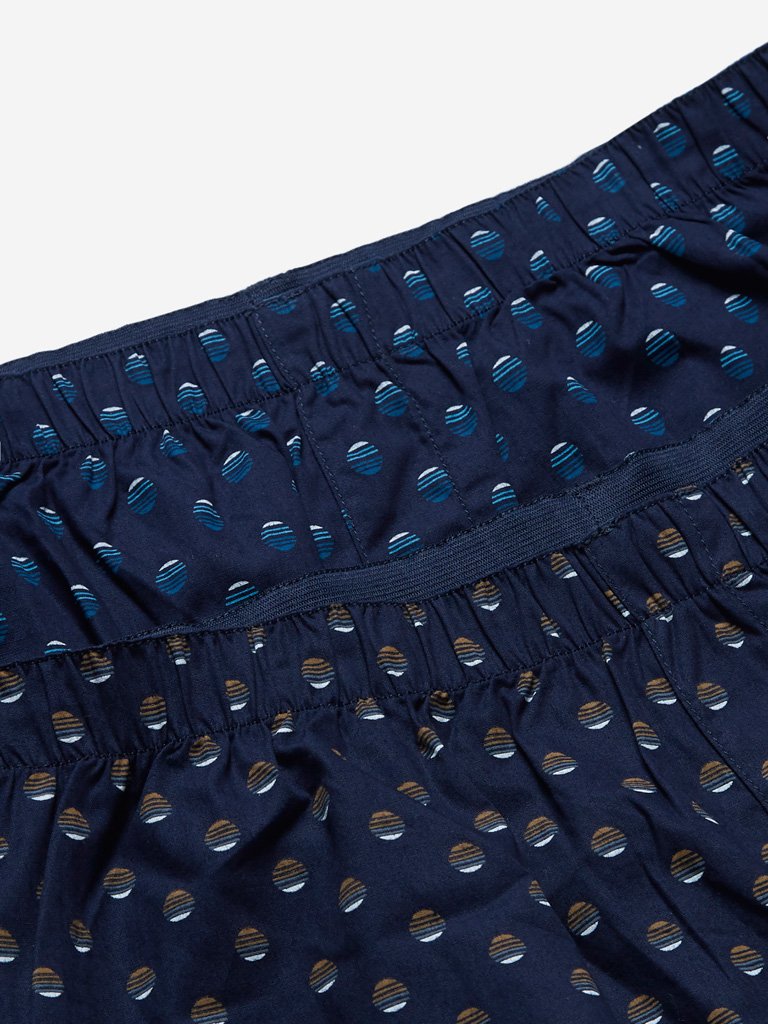 WES Lounge Navy Woven Boxers Pack Of Two