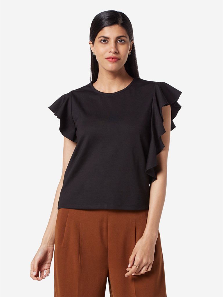 Wardrobe Black Ruffle Pattern Top