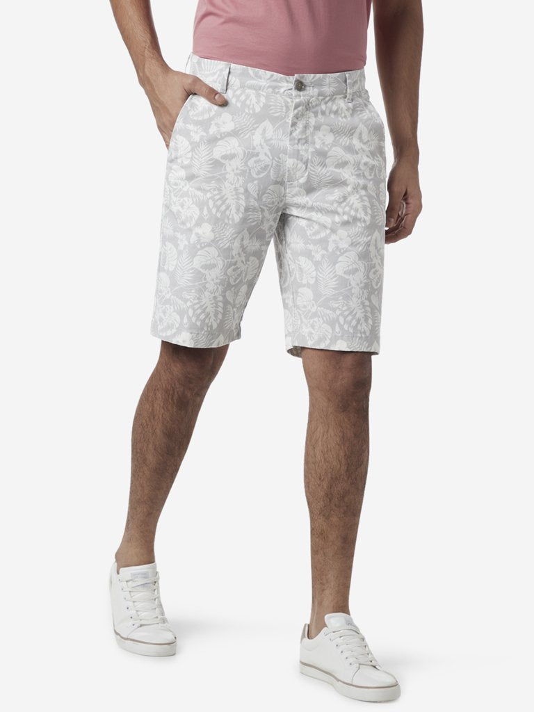 Ascot Grey Tropical Printed Relaxed Fit Shorts