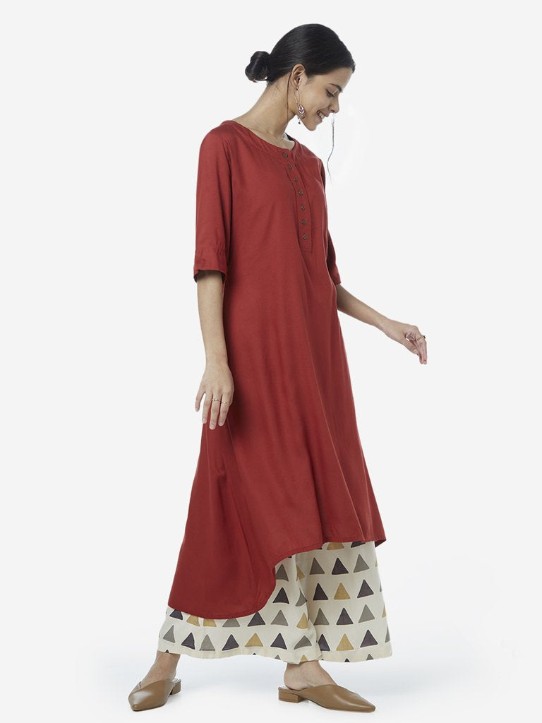 Utsa Off White Triangle Print Palazzos