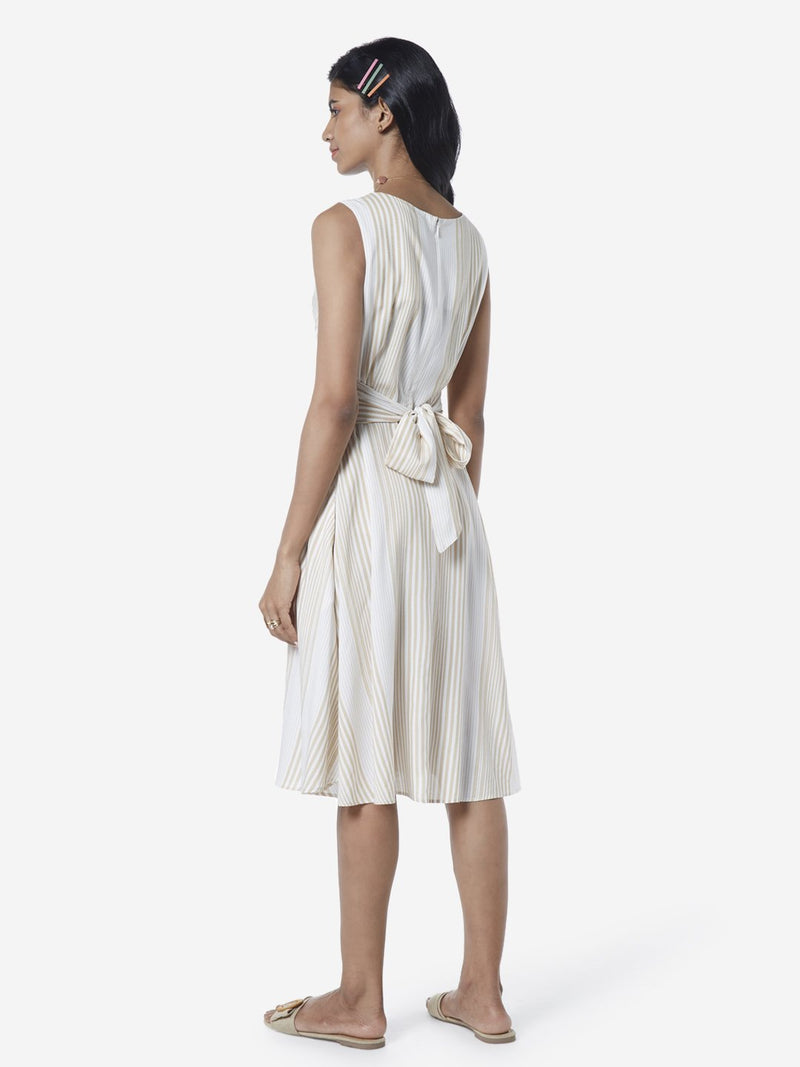 LOV Off White Striped Dress