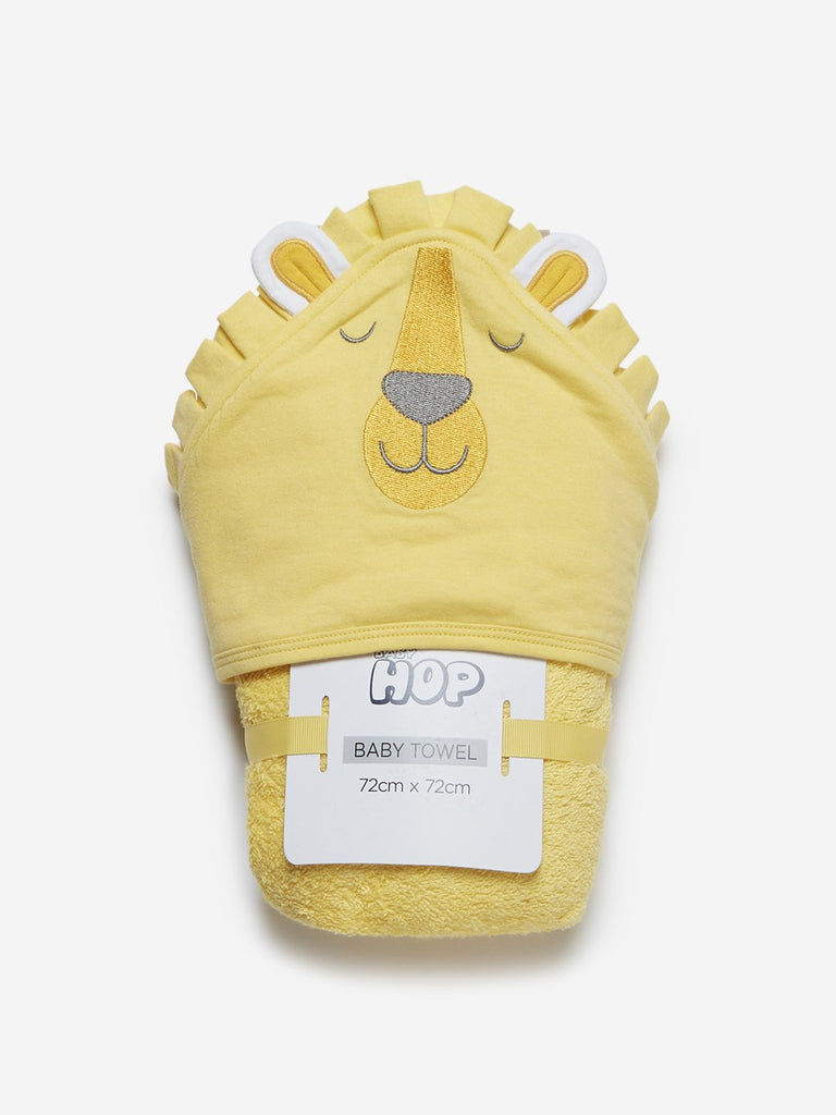 Baby HOP Yellow Lion Patterned Hooded Bath Towel