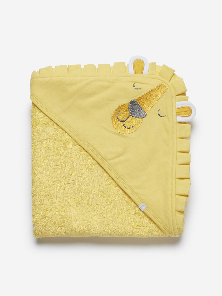 Baby HOP Yellow Lion Patterned Hooded Bath Towel
