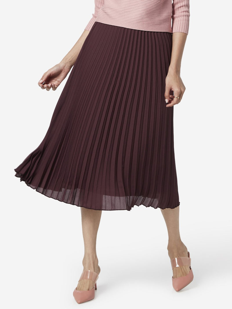 Wardrobe Wine Pleat Pattern Betty Skirt
