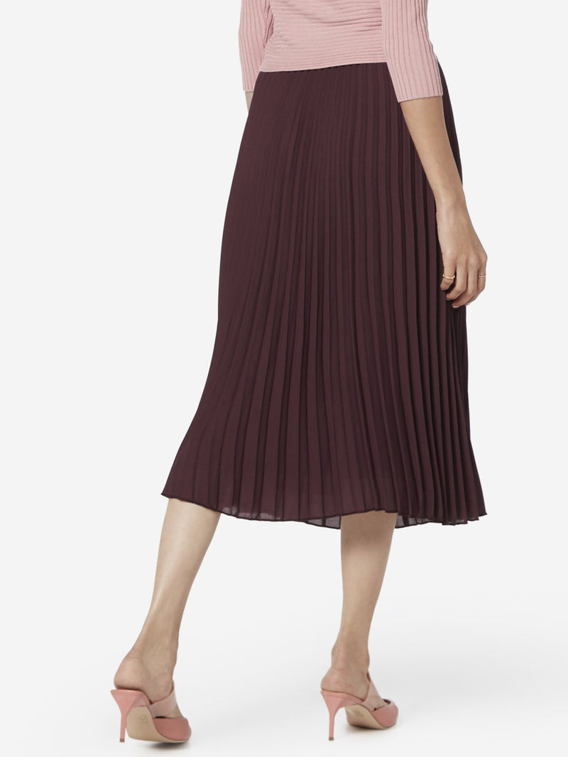 Wardrobe Wine Pleat Pattern Betty Skirt