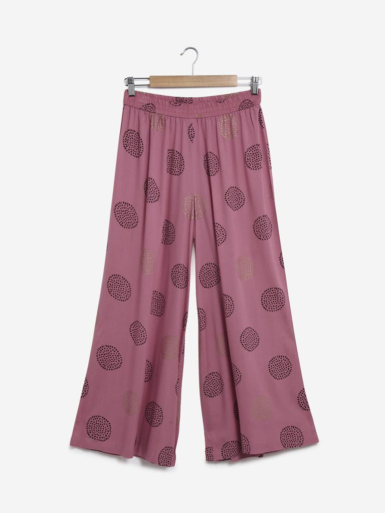 Utsa Light Pink Printed Palazzos