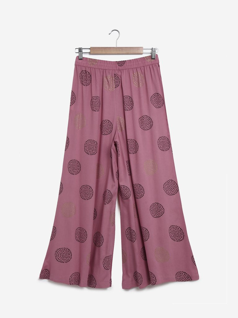 Utsa Light Pink Printed Palazzos