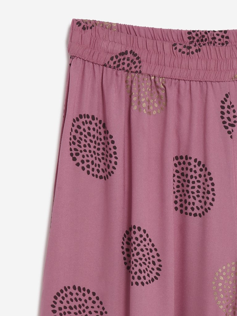 Utsa Light Pink Printed Palazzos