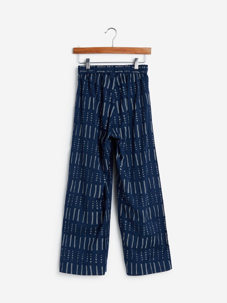 Utsa Indigo Striped Palazzos