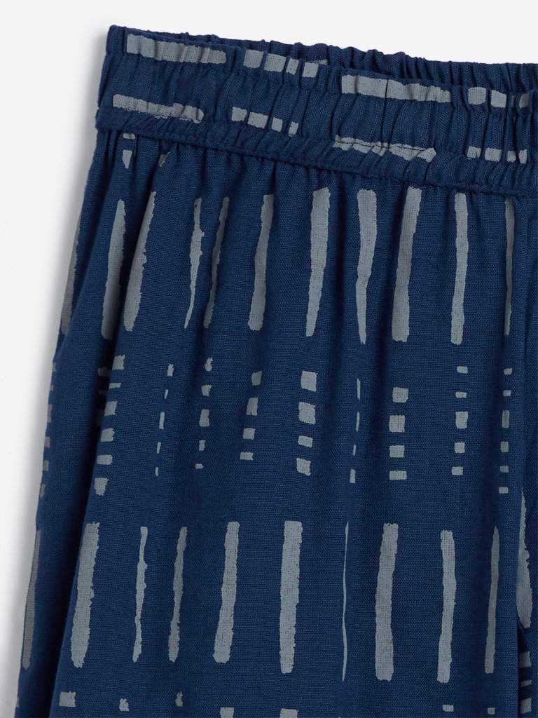Utsa Indigo Striped Palazzos