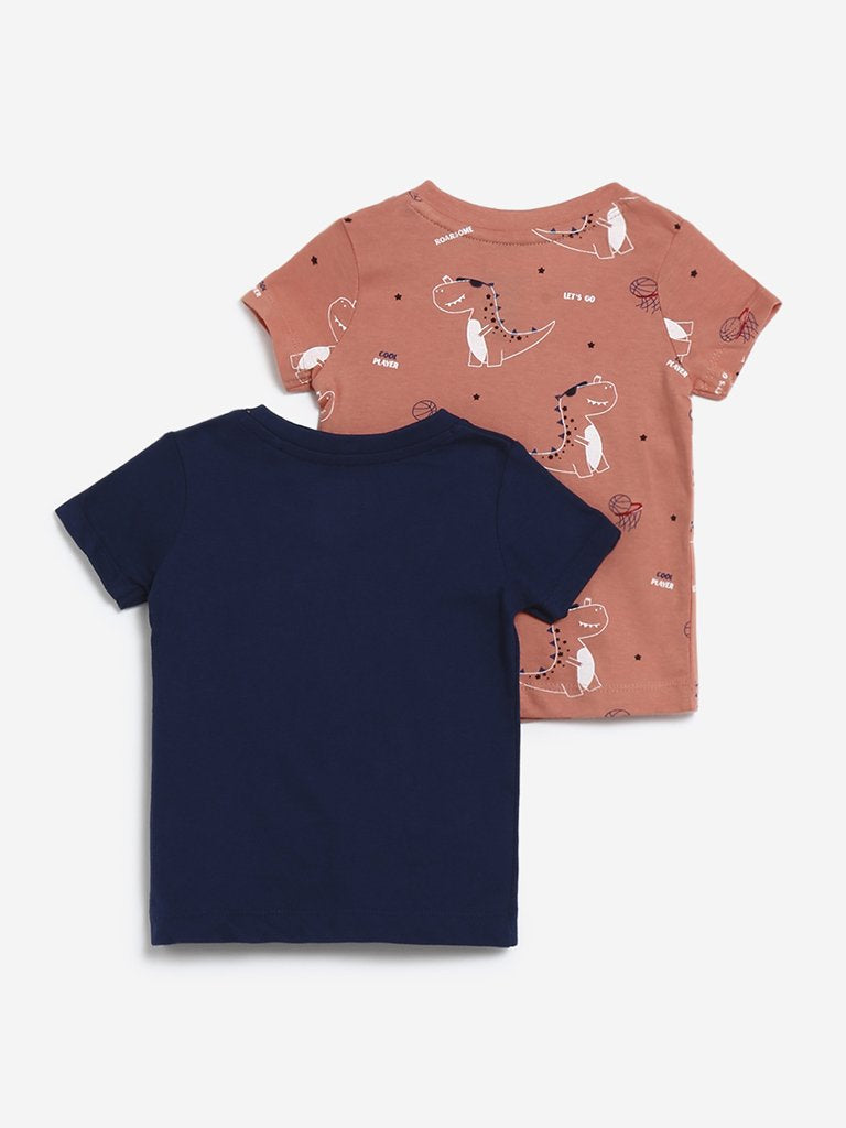Baby HOP Navy Dinosaur Set of Two T-Shirts