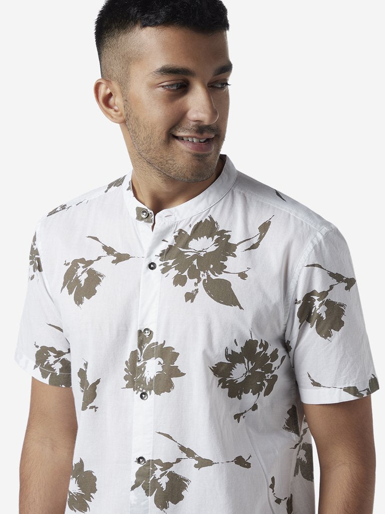 ETA White Resort Fit Floral Design Shirt