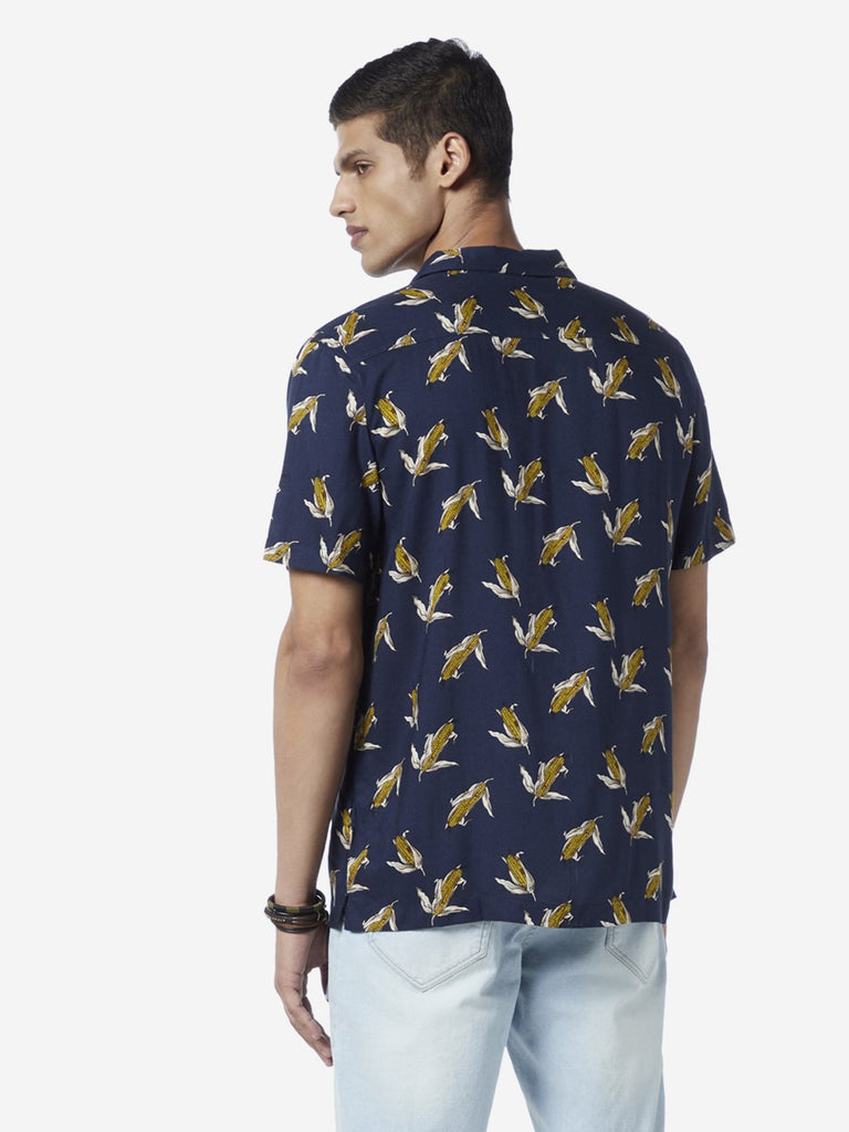 Nuon Navy Relaxed Fit Corn Print Shirt