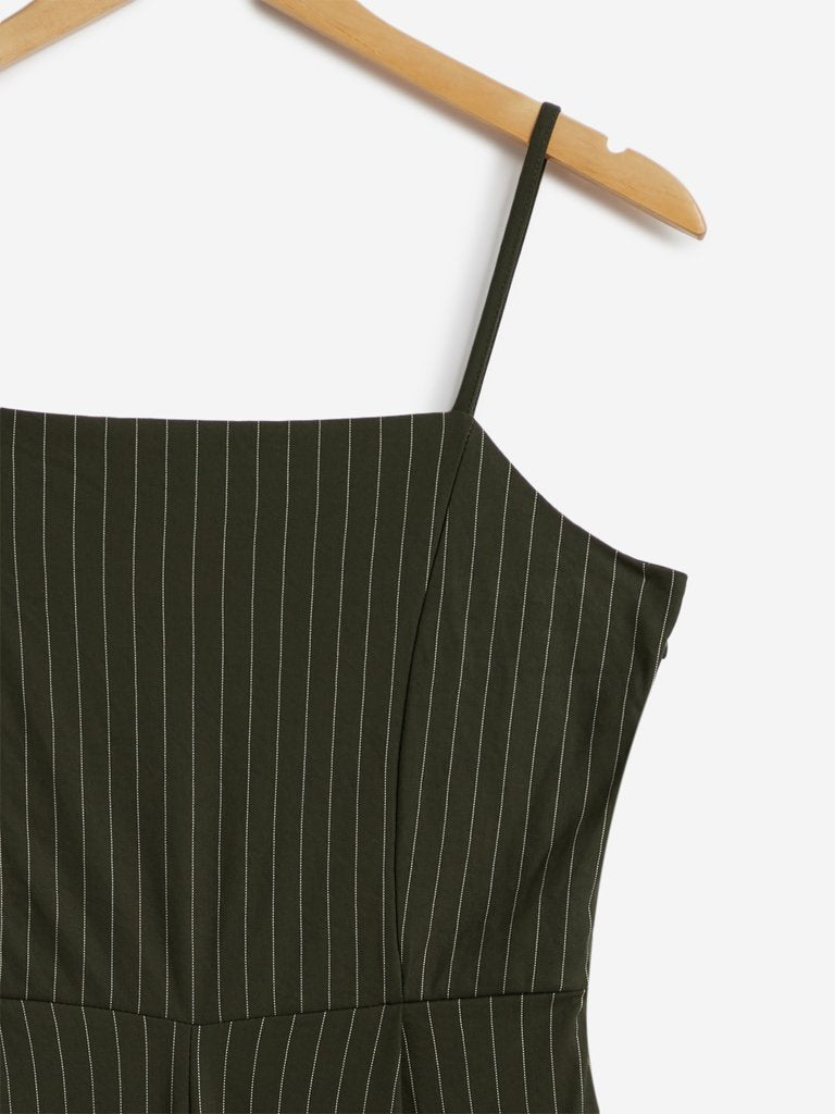 Nuon Khaki Striped Nalinska Jumpsuit