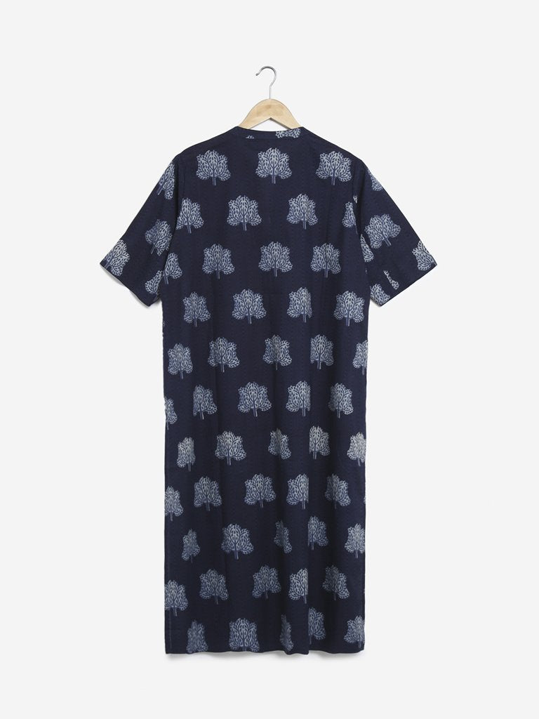 Diza Curves Indigo Printed Straight Kurta