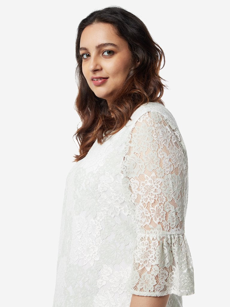 Gia Curves White Lace-Detailed Dorothy Top